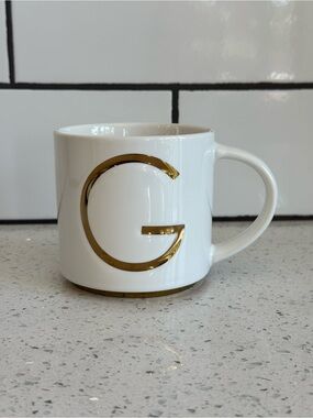 WILLIAMS SONOMA Monogram Mug “G” White Gold 16oz – NWOT